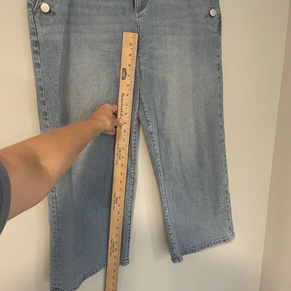 Loft High Rise Wide Leg Cropped Sailor Denim Jeans Sz 8 Made & Loved Light Wash - Picture 3 of 8